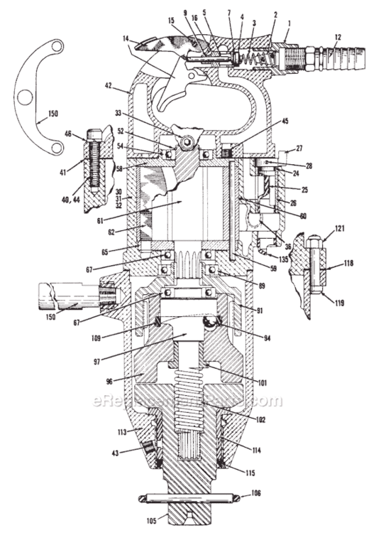 Page A Diagram and Parts List for CP0614 T020021 Chicago Pneumatic Wrench